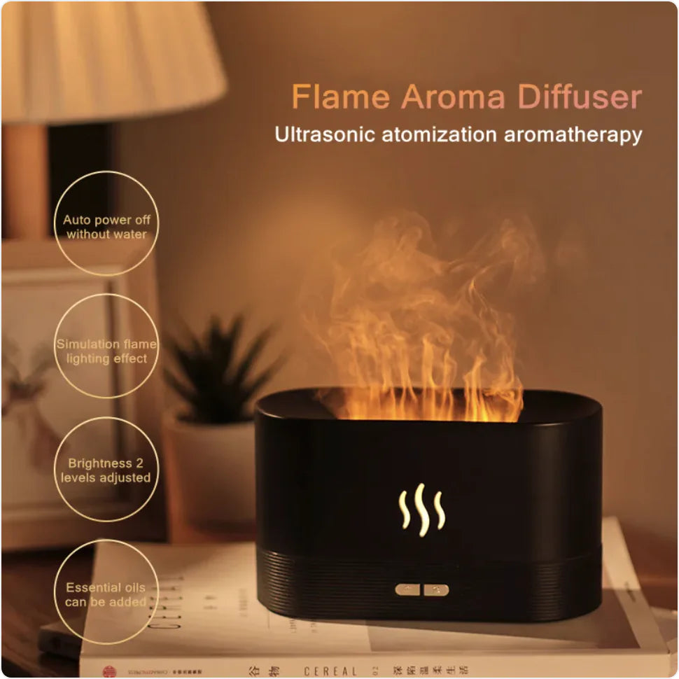 180ML USB Flame Aroma Diffuser & Ultrasonic Humidifier