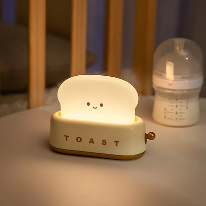 Creative LED Bread Night Light – USB Rechargeable Toast Lamp